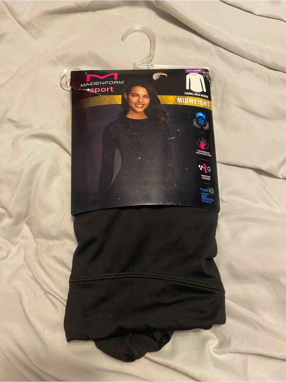 Maidenform Midweight Funnel Neck Hoodie Packaging - Black 2X